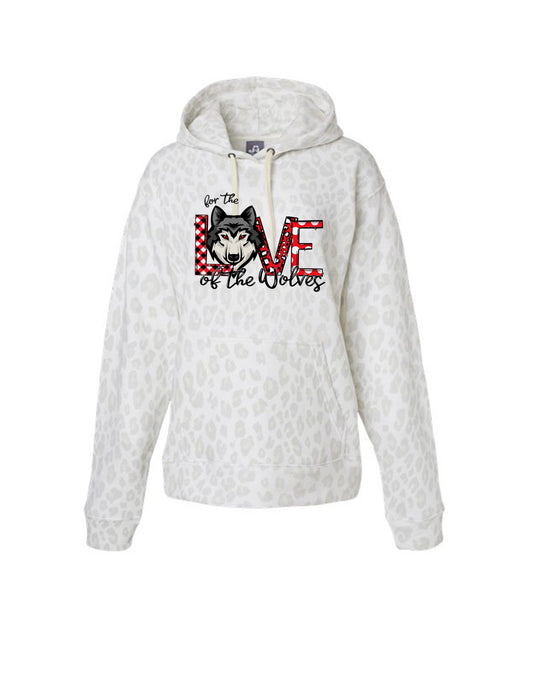 Love the Wolves Snow Leopard Hooded Sweatshirt